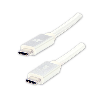 Kabel USB (3.2 gen 1), USB C M- USB C M, 1m, 5 Gb/s, 5V/3A, bílý, Logo, box, nylonové opletení, hliníkový kryt konektoru
