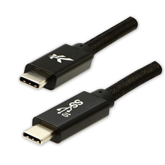 Kabel USB (3.2 gen 2), USB C M- USB C M, 1m, Power Delivery 100W, 10 Gb/s, 20V/5A, černý, Logo, box, nylonové opletení, hliníkový 