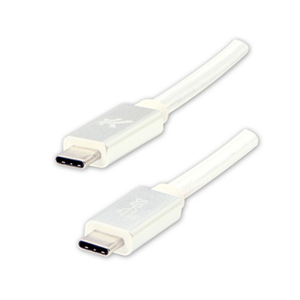 Kabel USB (3.2 gen 2), USB C M- USB C M, 1m, Power Delivery 100W, 10 Gb/s, 20V/5A, bílý, Logo, box, nylonové opletení, hliníkový k