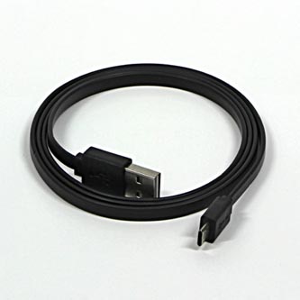Kabel USB (2.0), USB A  M reversible- USB micro M reversible, 0.3m, plochý, černý, oboustranný