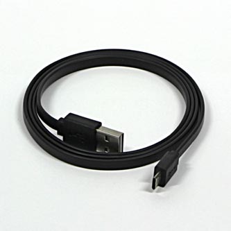 Kabel USB (2.0), USB A M reversible- USB micro M reversible, 1m, plochý, černý