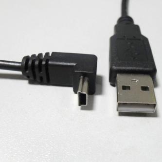 Kabel USB (2.0), USB A M- USB mini M (5 pin), 1.8m, lomený 90°, černý