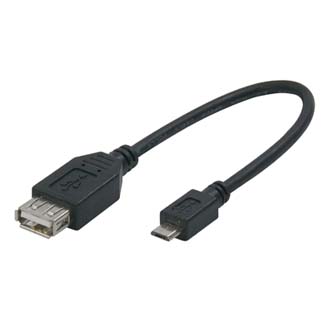 Kabel USB (2.0), USB micro  M- USB A F, 0.2m, černý