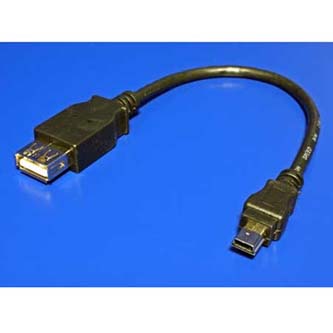 Kabel USB (2.0), USB mini M (5pin)- USB A F, 0.2m, černý