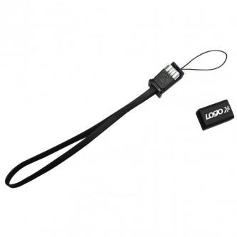Kabel USB (2.0), USB A M- USB mini M (5 pin), 0.3m, černý, Logo, poutko na foťák