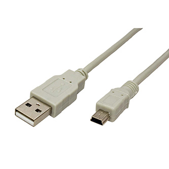 USB kabel (2.0), USB A M - miniUSB M, 1.8m, šedý, Logo, 5-pack, cena za 1 kus