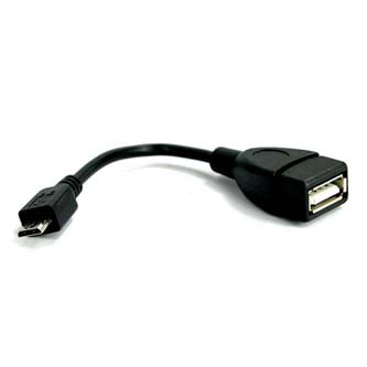 Kabel USB (2.0), USB micro OTG  M- USB A OTG F, 0.15m, černý