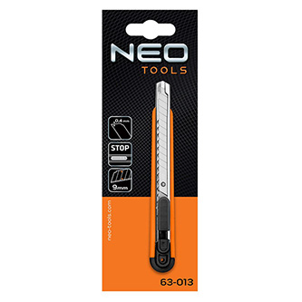 Neo Tools nůž s odlamovací čepelí, 0.4mm, 216mm, plastové pouzdro, ergonomický design