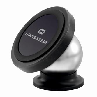 Magnetický držák mobilu(GPS) do auta, černý, plast, Swissten, kloubový, černá, mobil
