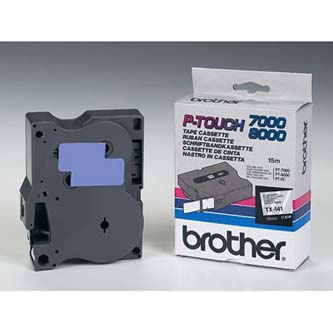 Brother originální páska do tiskárny štítků, Brother, TX-141, černý tisk/průsvitný podklad, laminovaná, 8m, 18mm