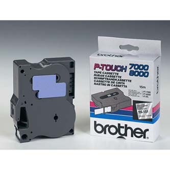 Brother originální páska do tiskárny štítků, Brother, TX-151, černý tisk/průsvitný podklad, laminovaná, 8m, 24mm