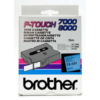 Brother originální páska do tiskárny štítků, Brother, TX-551, černý tisk/modrý podklad, laminovaná, 8m, 24mm