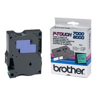 Brother originální páska do tiskárny štítků, Brother, TX-751, černý tisk/zelený podklad, laminovaná, 8m, 24mm