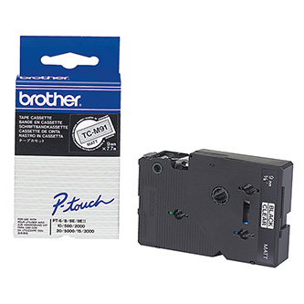 Brother originální páska do tiskárny štítků, Brother, TC-M91, černý tisk/průsvitný podklad, laminovaná, 7,7m, 9mm