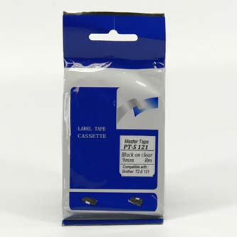 Master tape kompatibilní páska do tiskárny štítků, pro Brother, PT-S121, černý tisk/průsvitný podklad, nelaminovaná, 8m, 9mm