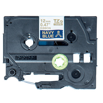 Brother originální páska do tiskárny štítků, Brother, TZE-RN34, zlatý tisk/modrý podklad, 4m, 12mm, pruhovaná