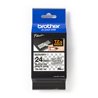 Brother originální páska do tiskárny štítků, Brother, TZE-SE5, černý tisk/bílý podklad, laminovaná, 8m, 24mm, plombovací