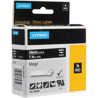 Dymo originální páska do tiskárny štítků, Dymo, 12267, 1805432, bílý tisk/černý podklad, 5,5m, 24mm, RHINO vinylová profi D1