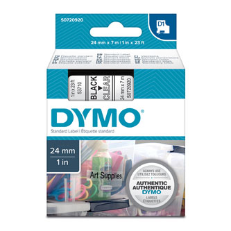 Dymo originální páska do tiskárny štítků, Dymo, 53710, S0720920, černý tisk/průhledný podklad, 7m, 24mm, D1
