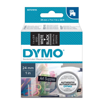 Dymo originální páska do tiskárny štítků, Dymo, 53721, S0721010, bílý tisk/černý podklad, 7m, 24mm, D1