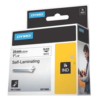 Dymo originální páska do tiskárny štítků, Dymo, 1734821, S0773860, černý tisk/bílý podklad, 5.5m, 24mm, RHINO vinylová laminovací