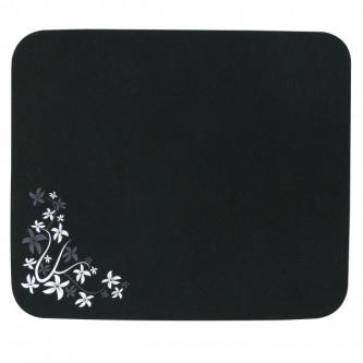 Podložka pod myš, Flower edition, měkký povrch, černá, 24x22 cm, Logo