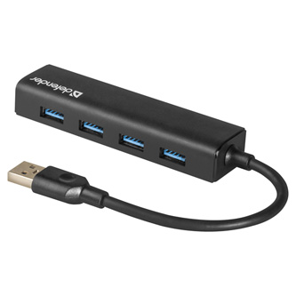 USB (3.0) HUB 4-port, Quadro Express, černý, Defender, kompaktní
