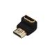 Digitus HDMI adapter, type A, 90o angled M/F, Ultra HD 60p, bl, gold