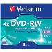 VERBATIM DVD-RW(5-pack)Jewel/4x//DLP/4.7GB 