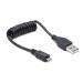 Kabel GEMBIRD USB A Male/Micro B Male 2.0, 60cm, Black, kroucený