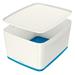 Úložný box s víkem Leitz MyBox, velikost L, bílá/modrá