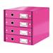 Zásuvkový box Leitz Click&Store, 4 zásuvky, růžová