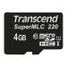 Transcend 4GB microSDHC220I UHS-I U1 (Class 10) SuperMLC průmyslová paměťová karta, 81MB/s R, 46MB/s W, černá