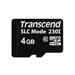 Transcend 4GB microSDHC230I (Class 10) 3D TLC (SLC mode) průmyslová paměťová karta, 100MB/s R, 70MB/s W, černá