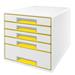 Zásuvkový box Leitz WOW CUBE, 5 zásuvek, bílá/žlutá