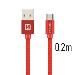 SWISSTEN DATA CABLE USB / MICRO USB TEXTILE 0,2M RED