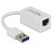 Delock Adaptér Super Speed USB (USB 3.1 Gen 1) s USB Typ-A samec > Gigabit LAN 10/100/1000 Mbps kompaktní bílá