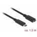 Delock Prodlužovací kabel SuperSpeed USB (USB 3.1 Gen 1) USB Type-C™ samec > port samice 3 A 1,5 m černý