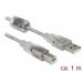 Delock Kabel USB 2.0 Typ-A samec > USB 2.0 Typ-B samec 1m transparentní