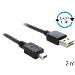 Delock Kabel EASY-USB 2.0 Typ-A samec > USB 2.0 Typ Mini-B samec 2 m černý
