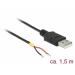 Delock Kabel USB 2.0 Typ-A samec > 2 x dráty bez konektoru 1,5 m Raspberry Pi