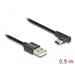 Delock Kabel USB 2.0 Typ-A samec na USB Type-C™ samec pravoúhlý 0,5 m černý