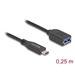 Delock Koaxiální kabel USB 10 Gbps, ze zástrčky USB Type-C™ na zásuvku Typ-A, délky 25 cm