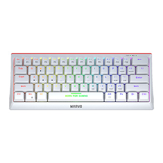 Marvo KG962 EN - R, klávesnice US, herní, mechanická typ drátová (USB), bílá, podsvícená, červené spínače